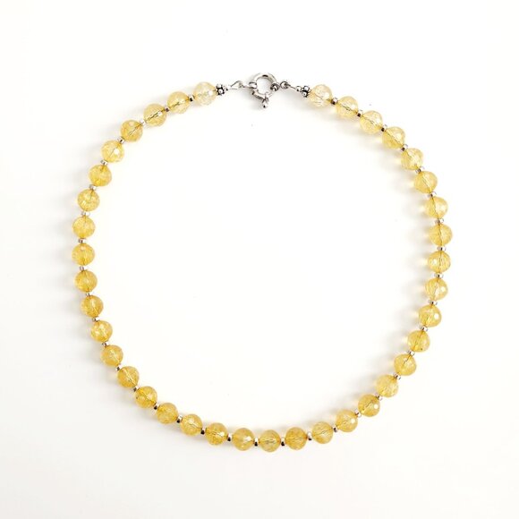 NATURAL CITRINE SEMI-PRECIOUS GEMSTONE NECKLACE--16" - Picture 2 of 2